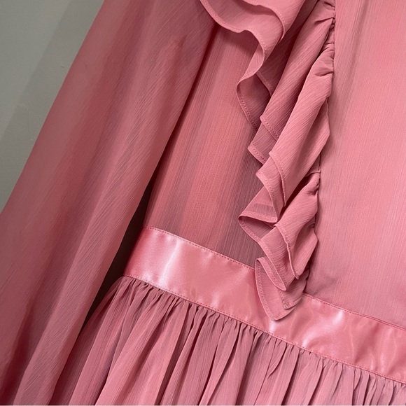 💕🌷👛💖 RACHEL PARCELL long sleeve ruffle twirl dress pink size small Barbie - Picture 8 of 14